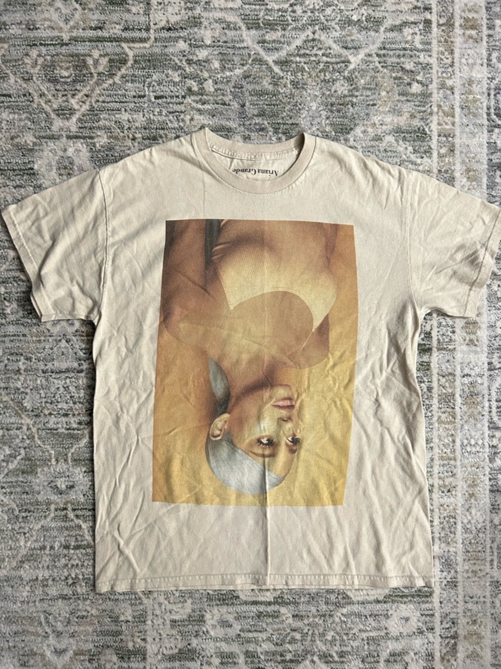 Ariana Grande Graphic Tee in Cream and Warm Beige